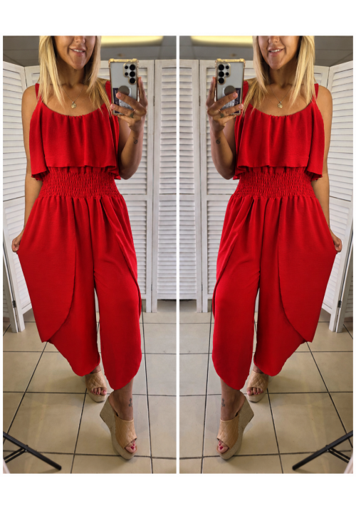 CURVY GIRLS EASY LOVIN JUMPSUIT - RED